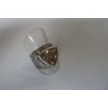 Fine Jewellery, Ring With Lemon Quartz, Silver, Stamped 925, Size Inside 18,5mm