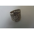 Fine Jewellery, Filigree Ring, Silver, Stamped 925, Size - Inside 18,5mm Top Width 21mm
