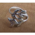 Fine Jewellery, Ring, Silver, Stamped 925, Leaf Design, Size 16mm