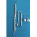 Fine Jewellery, 2 X Freshwater Cultured White Pearl Bracelets- ±16cm, 1 x Pair Shell Pearl Earrings