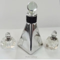 Perfume And Scent Bottles, Glass, Clear x 2 ±55mm, 1 x Silver Colour Glass Bottle As Per Photos
