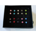 Fine Jewellery, Silver 925, 10 x Earring Sets, Stud Type, 5mm Crystal, Mixed Colours