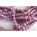 Glass Beads, Fancy, Round, Purple Shimmer, 8mm, ±52pc