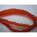 Glass Beads, Plain, Round, Reddish Orange, 8mm, ±52pc