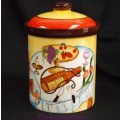 3 x  Storage Jars, Yellow, Orange & Brown, Kitchen Theme, Not Used, See Photos & Desc Below