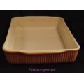 Large Clay Baking Dish, Glazed On Inside, Terracotta And Cream, See Photos Below