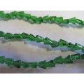 Glass Beads, Indian Beads, Triangle, Green, 7mm x 6mm (sizes vary slightly), 20pc