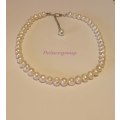 Necklace - White Round Freshwater Pearls, Pearls Size ±8.5mm, Lobster Clasp, ±40cm With 5cm Extender