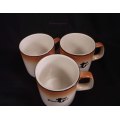 3 x Glazed Rooibos Tea Mugs, Continental China, Supradura®, Made In South Africa, See Photos ....