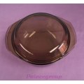 Arcopal, France, Tinted Glass Dish With Lid, Dia 180mm - Height 80mm Without Lid, Ovenware