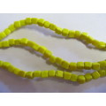 Glass Beads, Indian Beads, Cubes, Yellow, 4mm, ±20pc