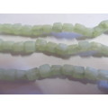 Glass Beads, Indian Beads, Cubes, Matte Soft Green, 7mm, ±20pc