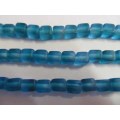Glass Beads, Indian Beads, Cubes, Matte Two Tone Turquoise, 8mm, ±20pc