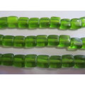 Glass Beads, Indian Beads, Cubes, Spring Green, 10mm, ±20pc