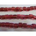 Glass Beads, Indian Beads, Cubes, Vivid Burgundy, 10mm, ±20pc