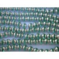 Glass Beads, Fancy, Round, Green With Silver, 10mm, ±40pc