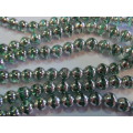 Glass Beads, Fancy, Round, Green With Silver, 12mm, ±34pc