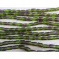 Glass Beads, Fancy, Indian Beads, Tube, Green And Purple, 12mm x 8mm, ±20pc