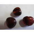 Glass Beads, Fancy, Indian Beads, Foil Beads, Freeform Hearts, Garnet Red, 19mm x 17mm, 2pc