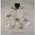 Perfume And Scent Bottles, Crystal Glass, Clear x 2, 1 x Silver Tone Glass Bottle As Per Scan