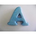 Polistyrene Letter A, Blue With Glitter, ±100mm x 20mm, 1pc