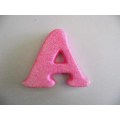 Polistyrene Letter A, Pink With Glitter, ±100mm x 20mm, 1pc