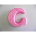 Polistyrene Letter C, Pink With Glitter, ±100mm x 20mm, 1pc