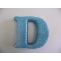 Polistyrene Letter D, Blue With Glitter, ±100mm x 20mm, 1pc