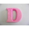 Polistyrene Letter D, Pink With Glitter, ±100mm x 20mm, 1pc