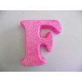 Polistyrene Letter F, Pink With Glitter, ±100mm x 20mm, 1pc