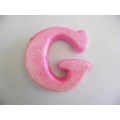 Polistyrene Letter G, Pink With Glitter, ±100mm x 20mm, 1pc