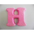 Polistyrene Letter H, Pink With Glitter, ±100mm x 20mm, 1pc