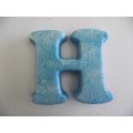 Polistyrene Letter H, Blue With Glitter, ±100mm x 20mm, 1pc