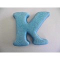 Polistyrene Letter K, Blue With Glitter, ±100mm x 20mm, 1pc