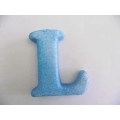 Polistyrene Letter L, Blue With Glitter, ±100mm x 20mm, 1pc