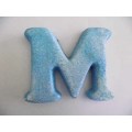 Polistyrene Letter M, Blue With Glitter, ±100mm x 20mm, 1pc