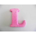 Polistyrene Letter L, Pink  With Glitter, ±100mm x 20mm, 1pc