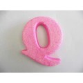 Polistyrene Letter Q, Pink  With Glitter, ±100mm x 20mm, 1pc