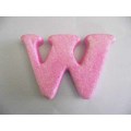 Polistyrene Letter W, Pink With Glitter, ±100mm x 20mm, 1pc