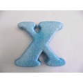 Polistyrene Letter X, Blue With Glitter, ±100mm x 20mm, 1pc