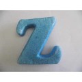 Polistyrene Letter Z, Blue With Glitter, ±100mm x 20mm, 1pc