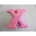 Polistyrene Letter X, Pink With Glitter, ±100mm x 20mm, 1pc