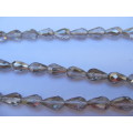 Chinese Crystal Beads, Glass, Teardrop, Grey, 16mm x 10mm, 8pc