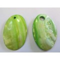 Pendant, Shell, Oval, Green, 65mm x 41mm, 1pc