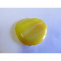 Pendant, Shell, Heart, Yellow, 32mm, 1pc
