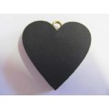 Pendant, Wood, Heart, Black, 41mm, 1pc