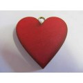 Pendant, Wood, Heart, Red, 41mm, 1pc