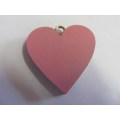 Pendant, Wood, Heart, Pink, 41mm, 1pc