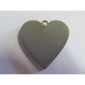Pendant, Wood, Heart, Grey, 41mm, 1pc
