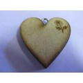 Pendant, Wood, Heart, Rose Design, Natural Wood Colour, 41mm 1pc